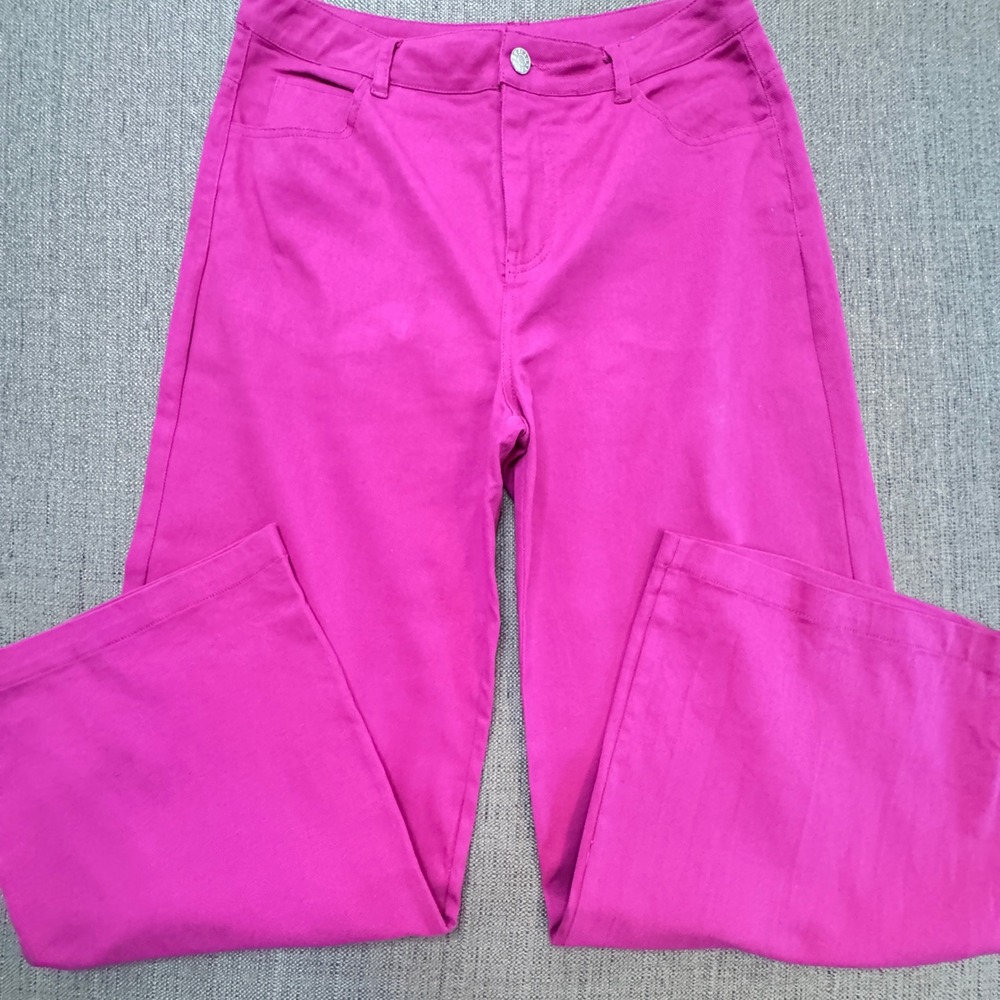 Entro Magenta Pink High Waisted Wide Leg Pants Womens Large P20945
